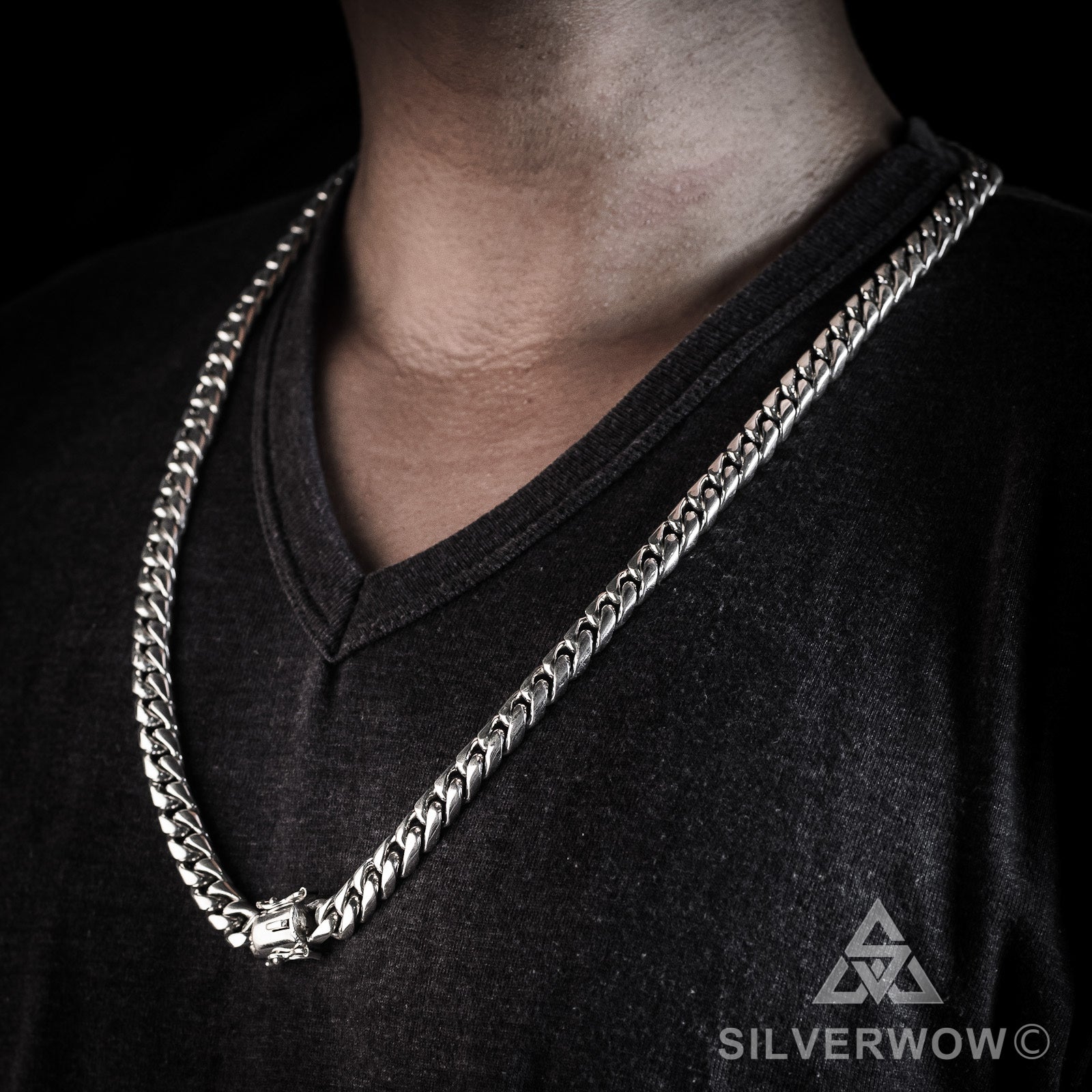 20 Inch Cuban Link Chain On Neck Miami Cuban Link Silver Chain