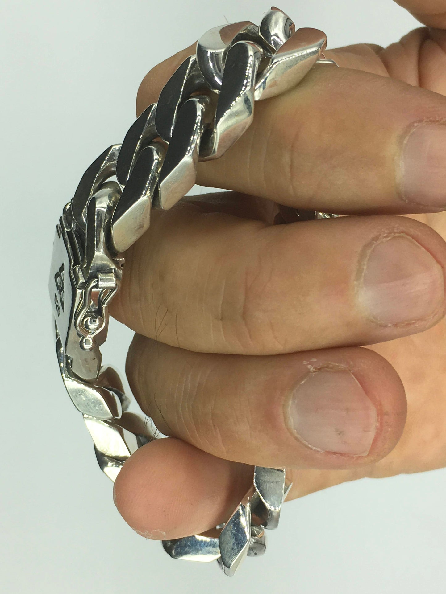 Square Curb Bracelet | Reverse Hidden Lock | 15mm wide - SilverWow™