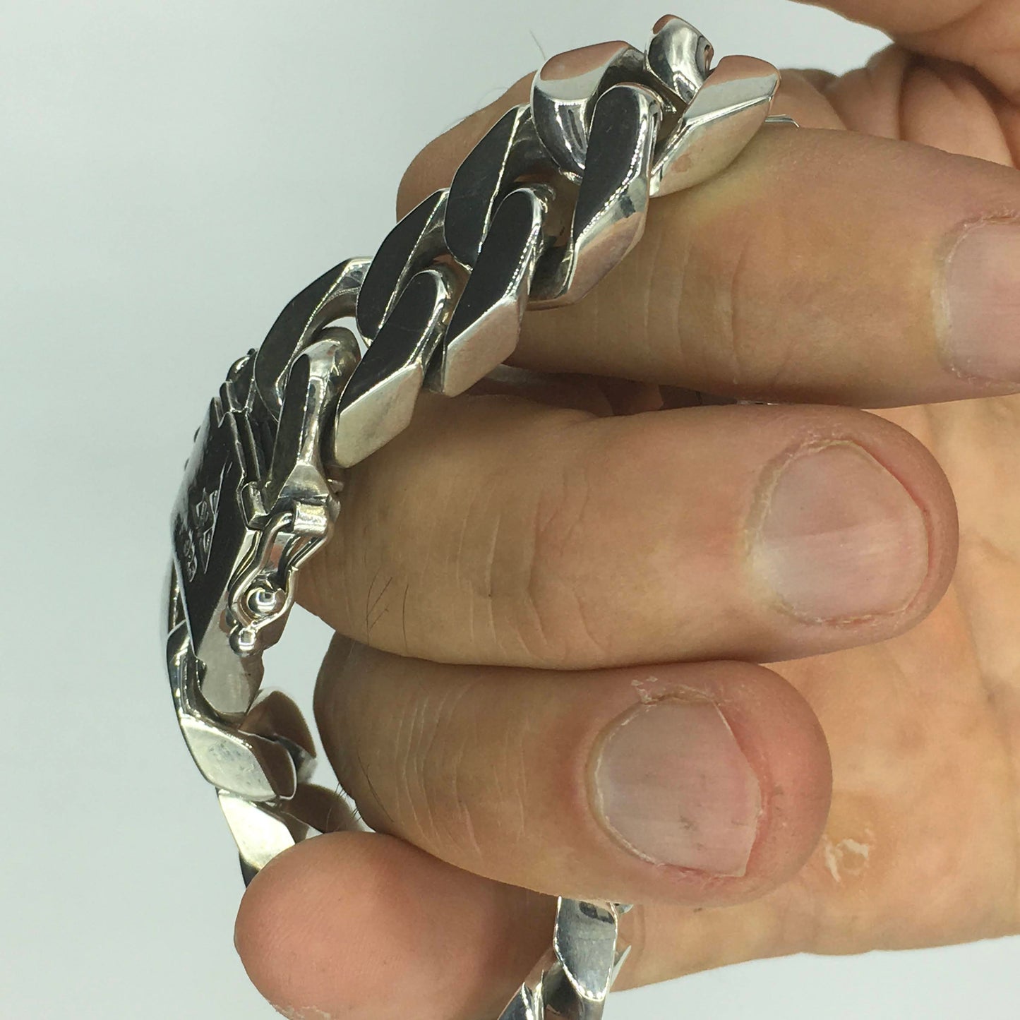 Square Curb Bracelet | Reverse Hidden Lock | 15mm wide - SilverWow™
