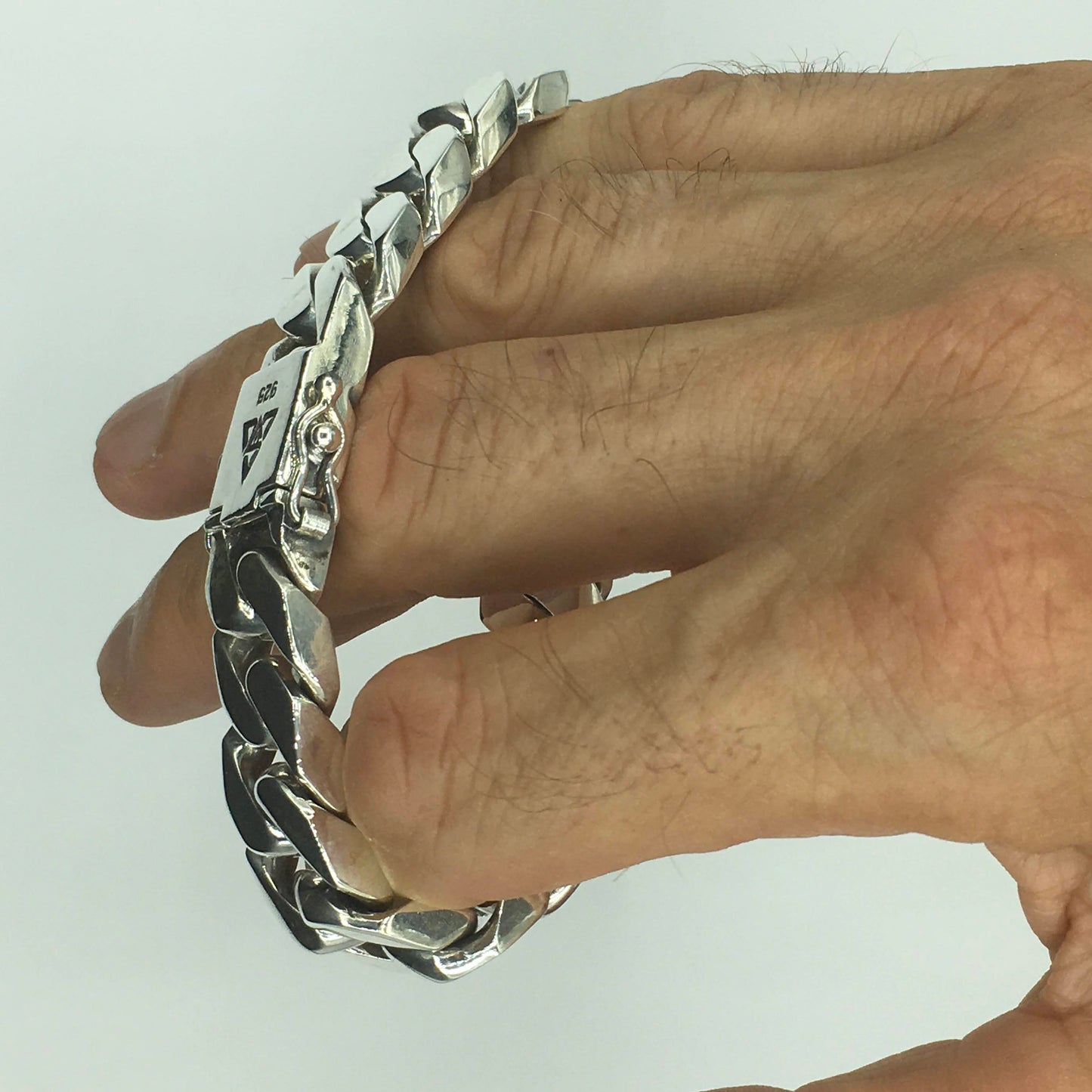 Square Curb Bracelet | Reverse Hidden Lock | 15mm wide - SilverWow™