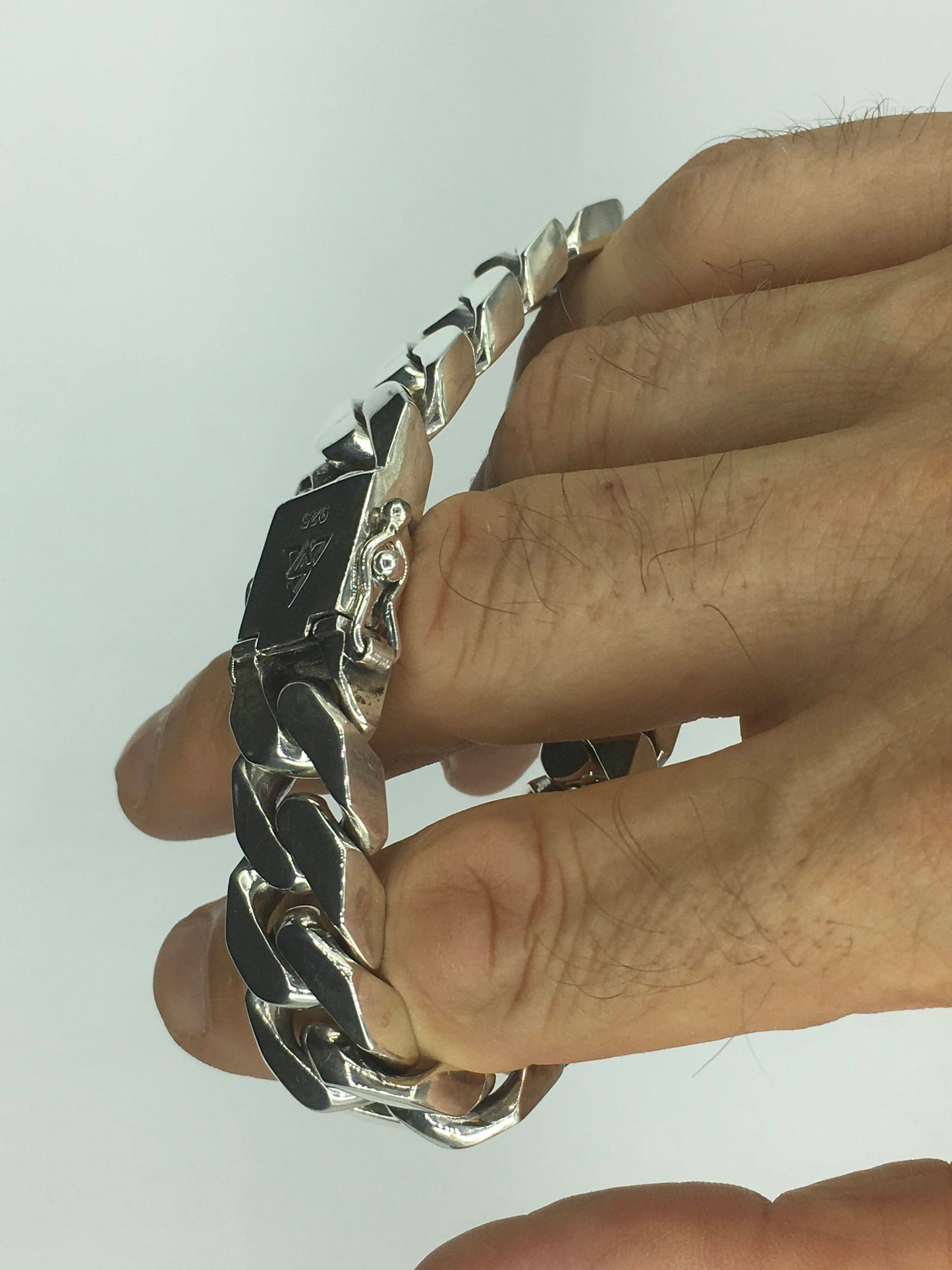 Square Curb Bracelet | Reverse Hidden Lock | 15mm wide - SilverWow™