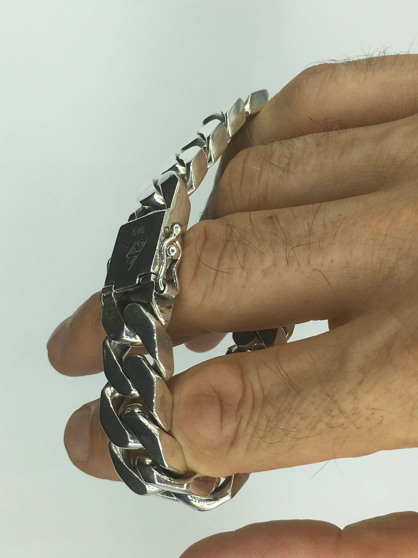Square Curb Bracelet | Reverse Hidden Lock | 15mm wide - SilverWow™