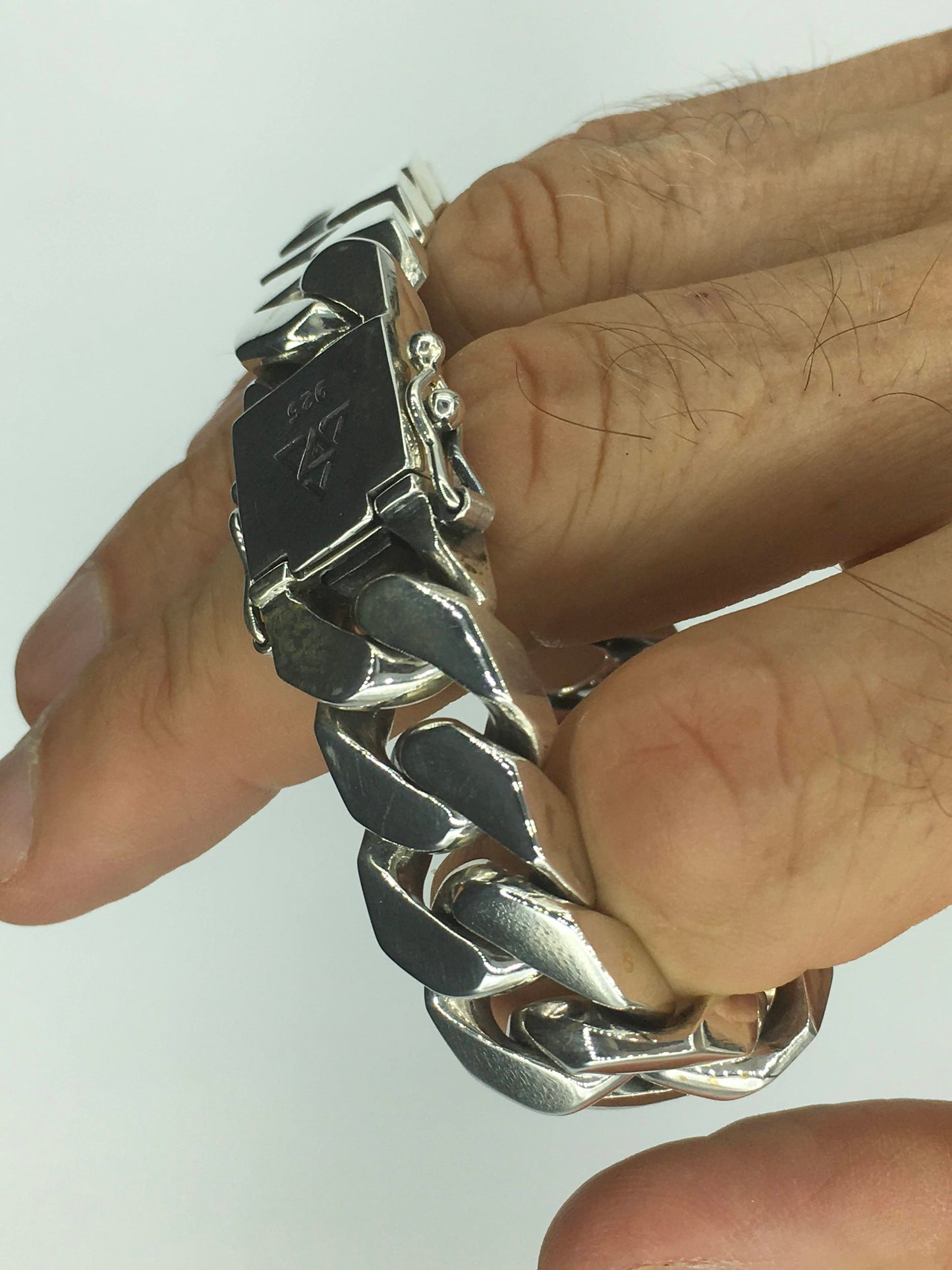 Square Curb Bracelet | Reverse Hidden Lock | 15mm wide - SilverWow™
