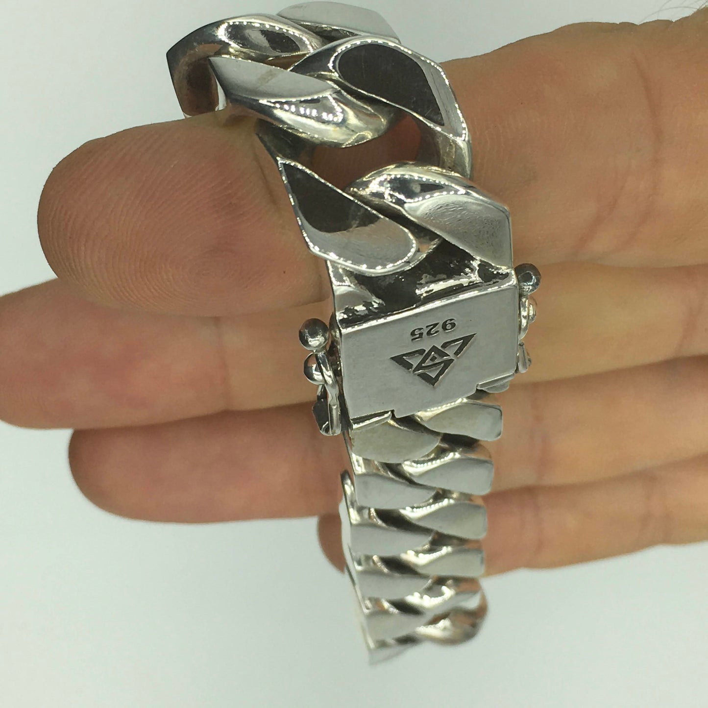 Square Curb Bracelet | Reverse Hidden Lock | 15mm wide - SilverWow™