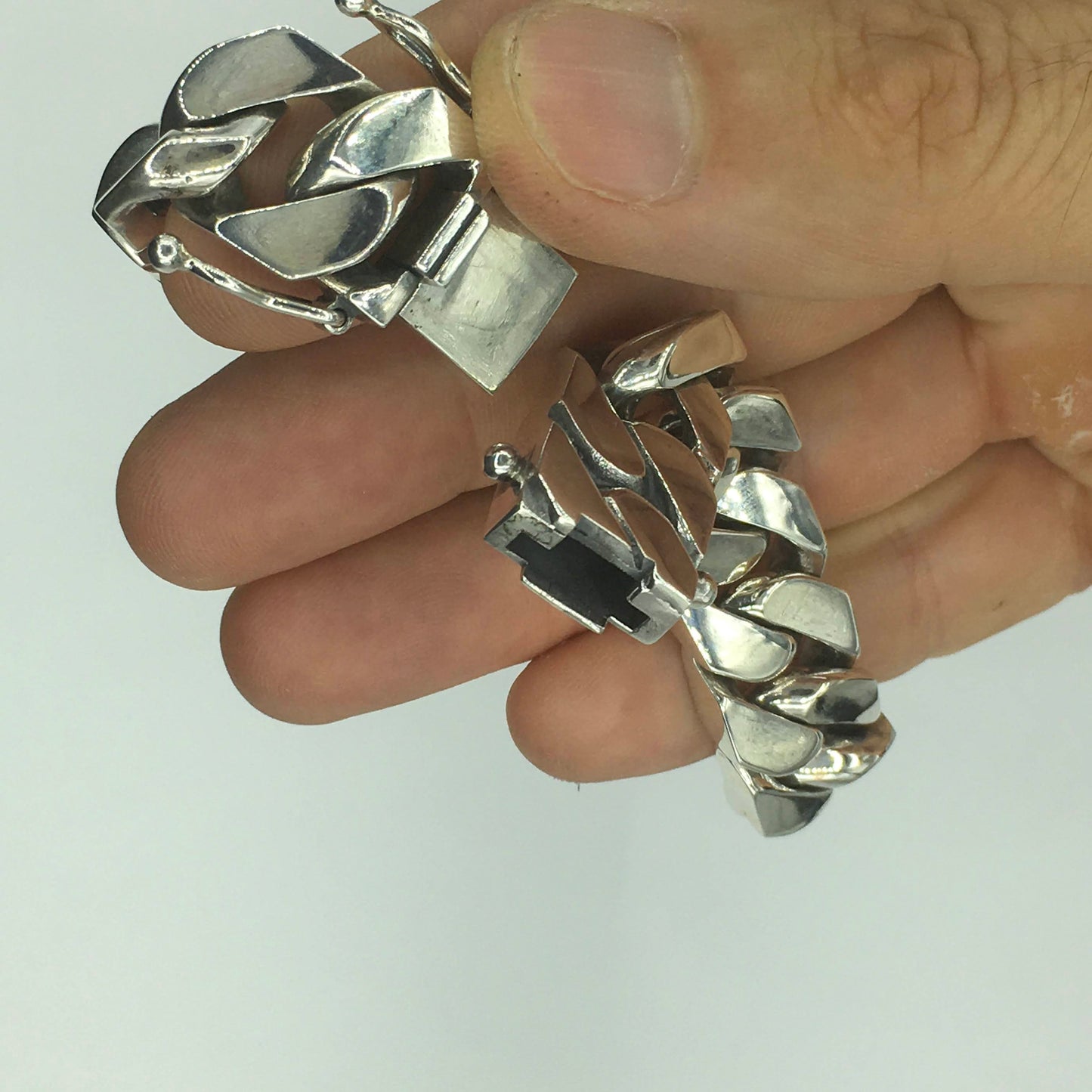 Square Curb Bracelet | Reverse Hidden Lock | 15mm wide - SilverWow™