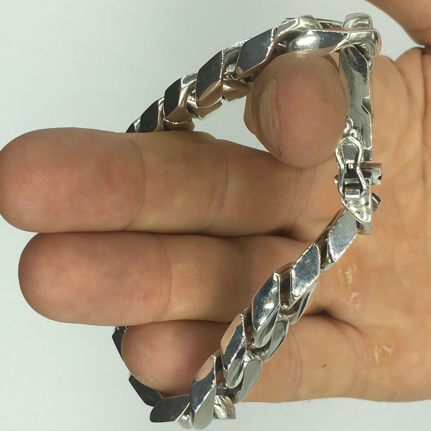 Square Curb Bracelet | Reverse Hidden Lock | 15mm wide - SilverWow™
