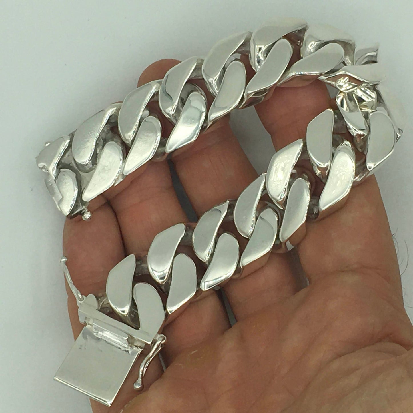 Square Curb Bracelet | Reverse Hidden Lock | 20mm wide - SilverWow™