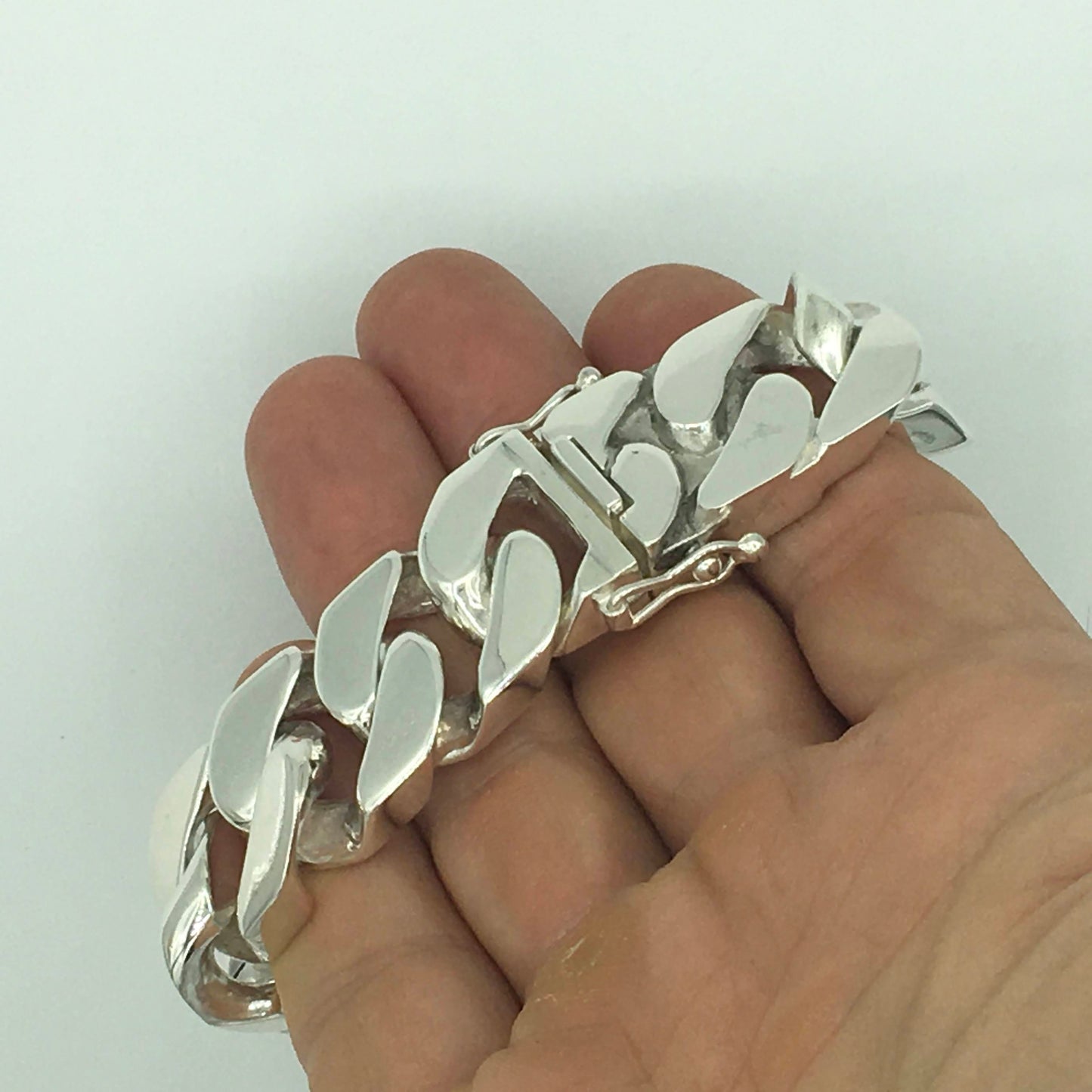 Square Curb Bracelet | Reverse Hidden Lock | 20mm wide - SilverWow™