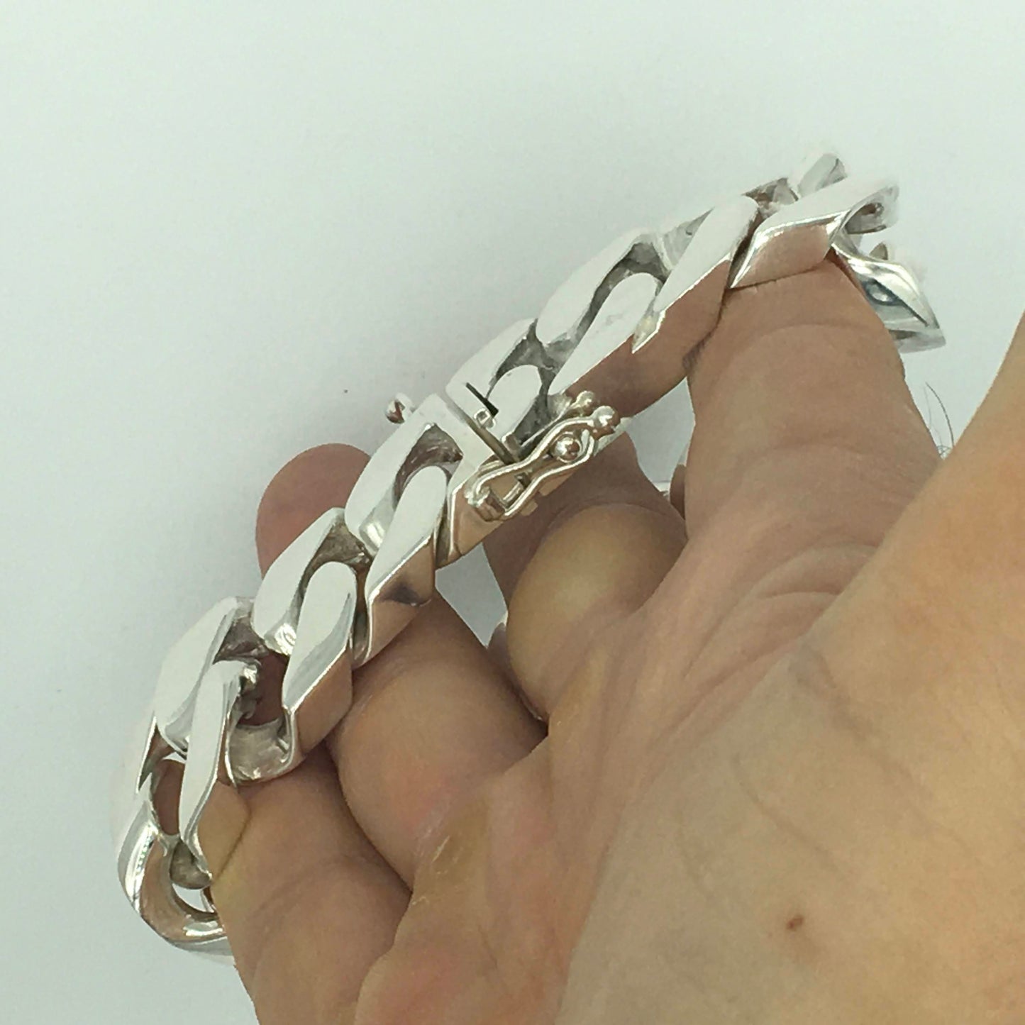 Square Curb Bracelet | Reverse Hidden Lock | 20mm wide - SilverWow™