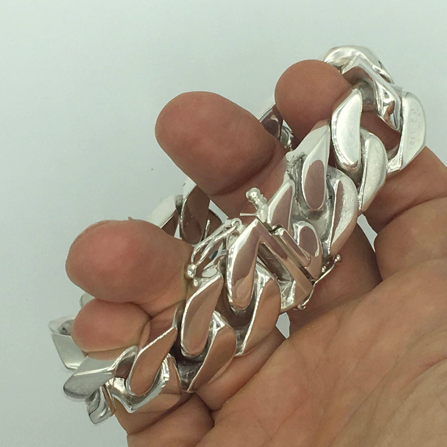 Square Curb Bracelet | Reverse Hidden Lock | 20mm wide - SilverWow™