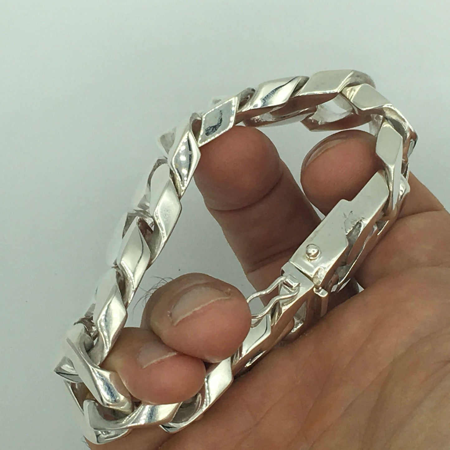 Square Curb Bracelet | Reverse Hidden Lock | 20mm wide - SilverWow™