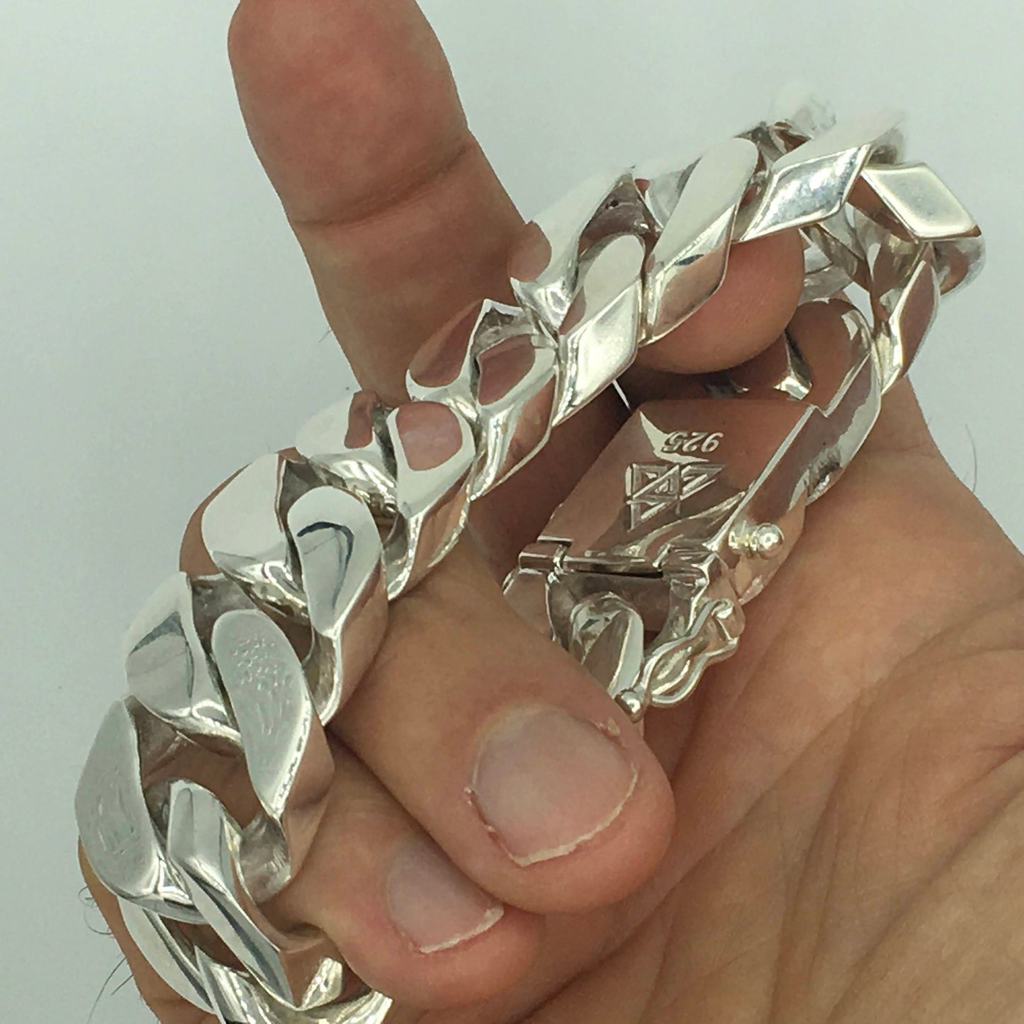 Square Curb Bracelet | Reverse Hidden Lock | 20mm wide - SilverWow™