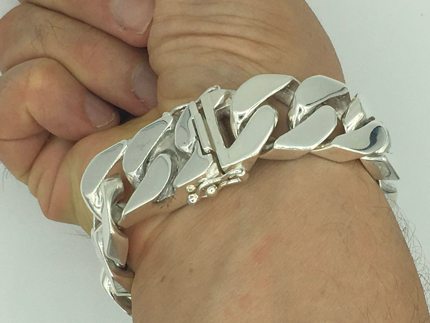 Square Curb Bracelet | Reverse Hidden Lock | 20mm wide - SilverWow™