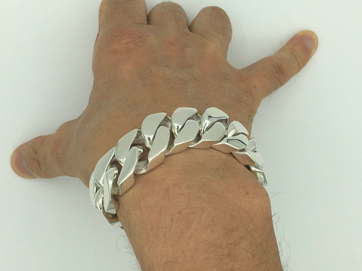 Square Curb Bracelet | Reverse Hidden Lock | 20mm wide - SilverWow™