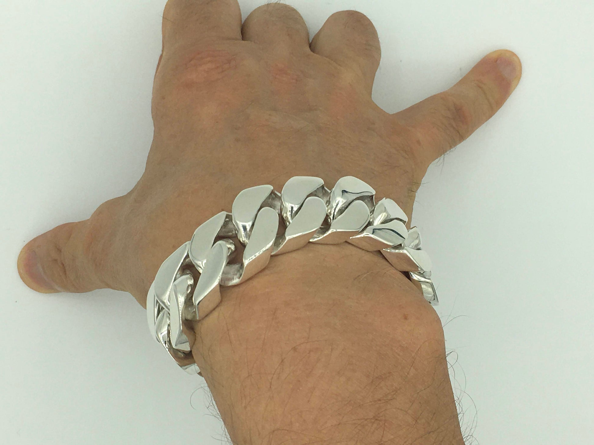 Square Curb Bracelet | Reverse Hidden Lock | 20mm wide - SilverWow™