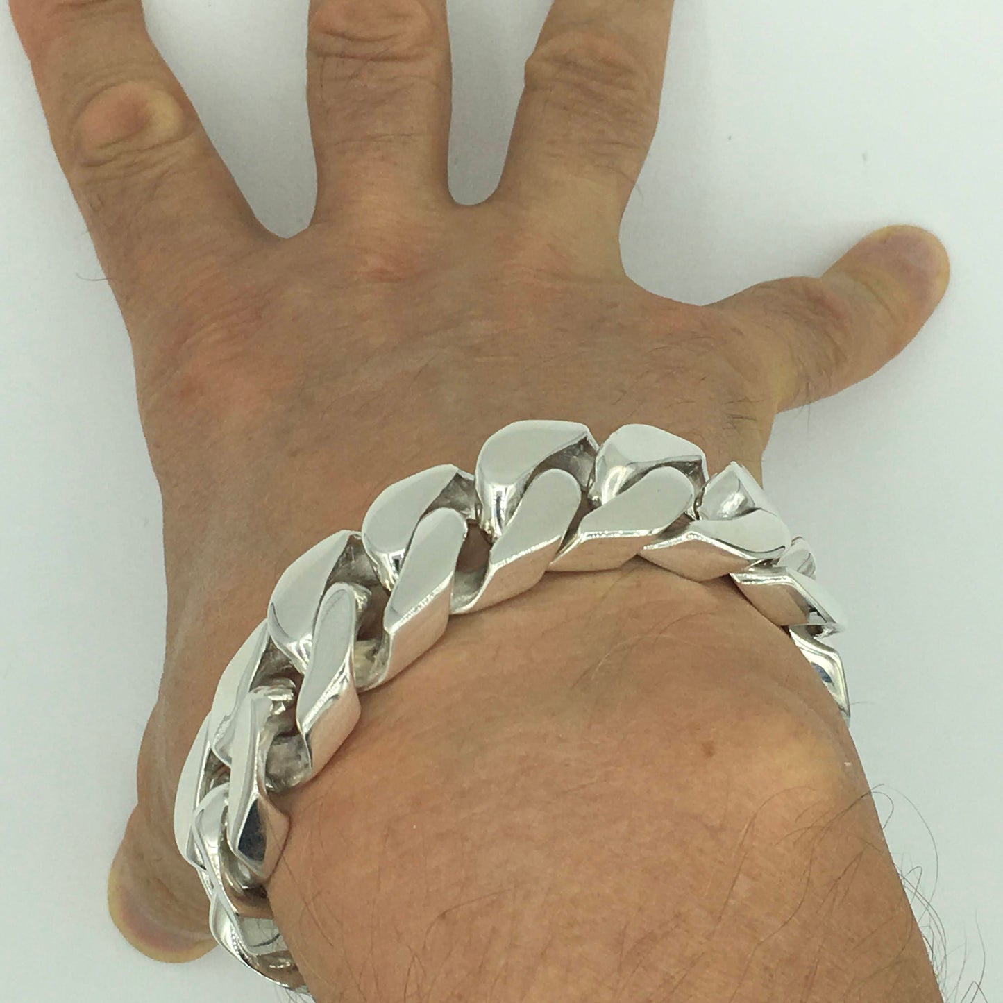 Square Curb Bracelet | Reverse Hidden Lock | 20mm wide - SilverWow™