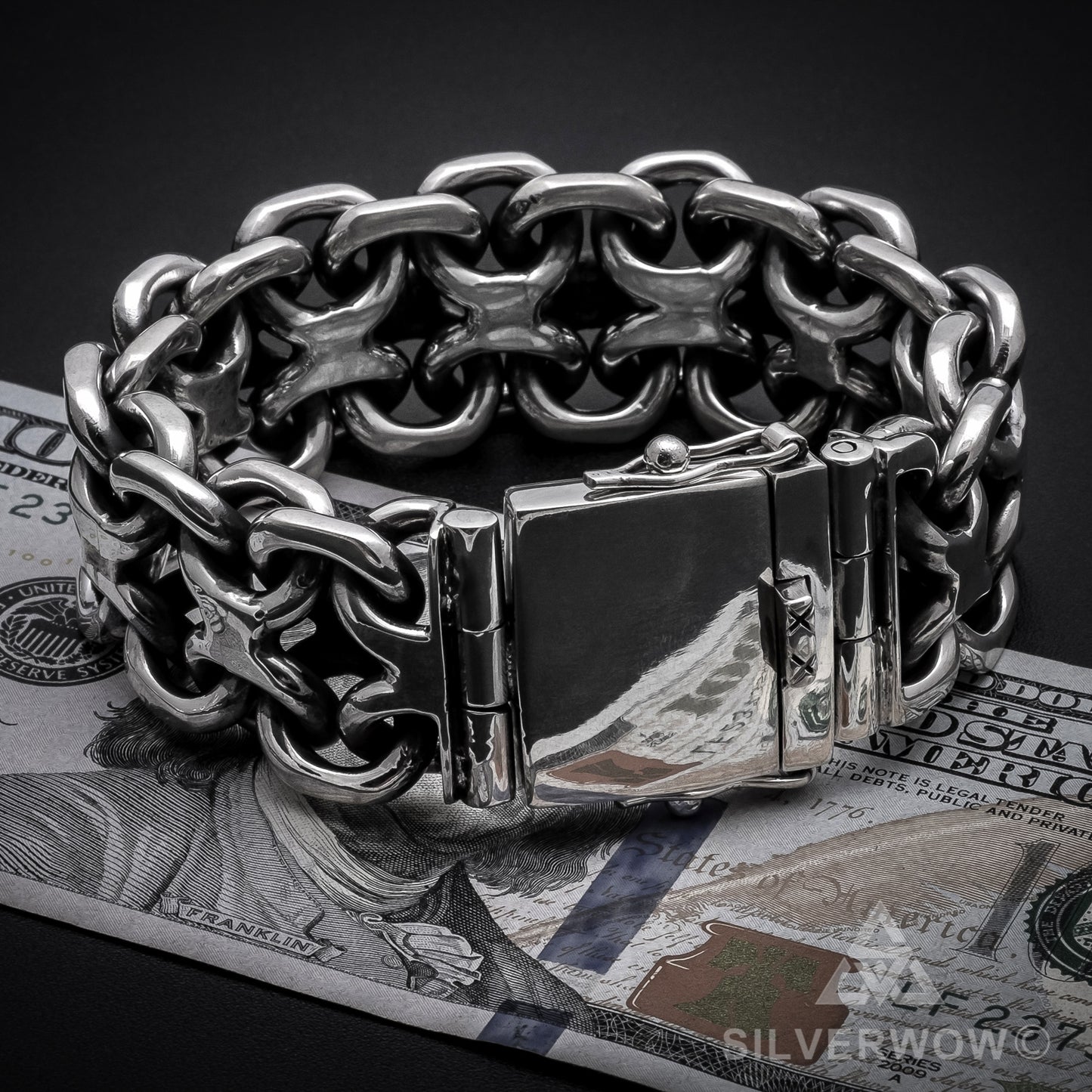 Unique, Heavy, Silver KBB1 Bracelet 25mm