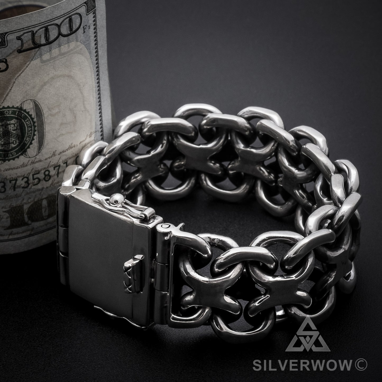 Unique, Heavy, Silver KBB1 Bracelet 25mm