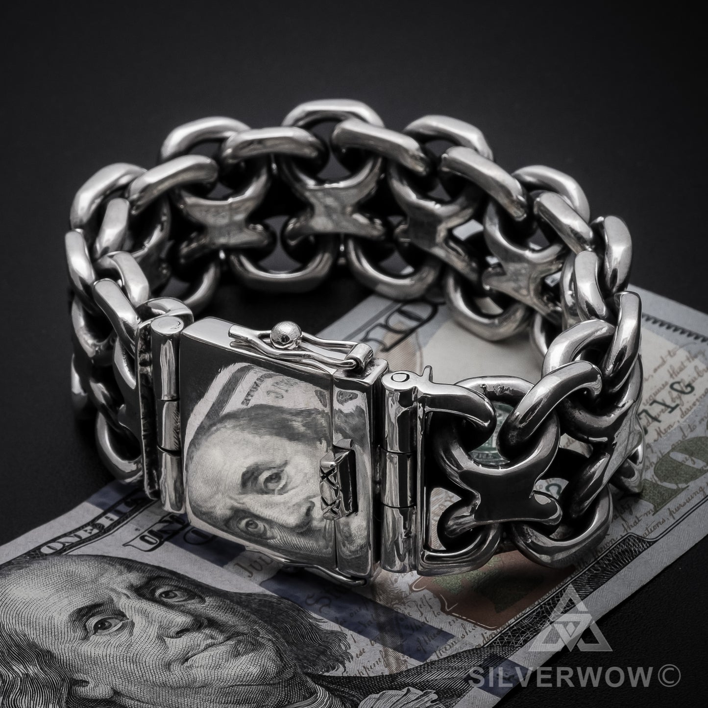 Unique, Heavy, Silver KBB1 Bracelet 25mm