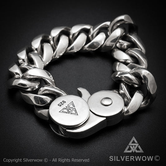 Oval Cuban Bracelet with Lobster Clasp | 20mm Wide - SilverWow™