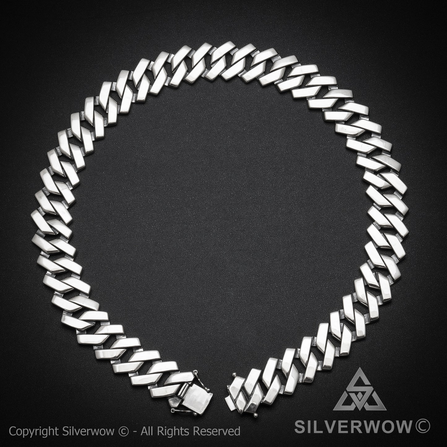 Zig Zag Curb Necklace - 15mm Wide - SilverWow™