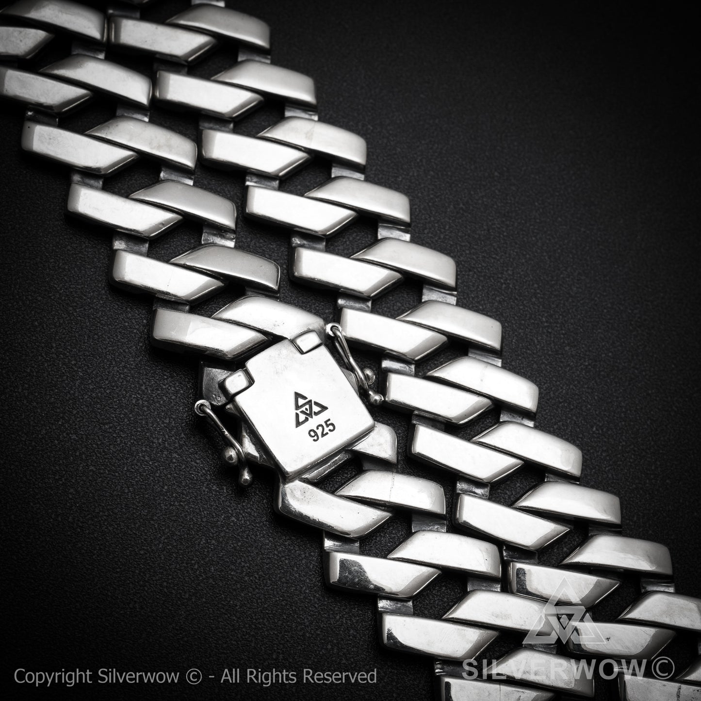 Zig Zag Curb Necklace - 15mm Wide - SilverWow™