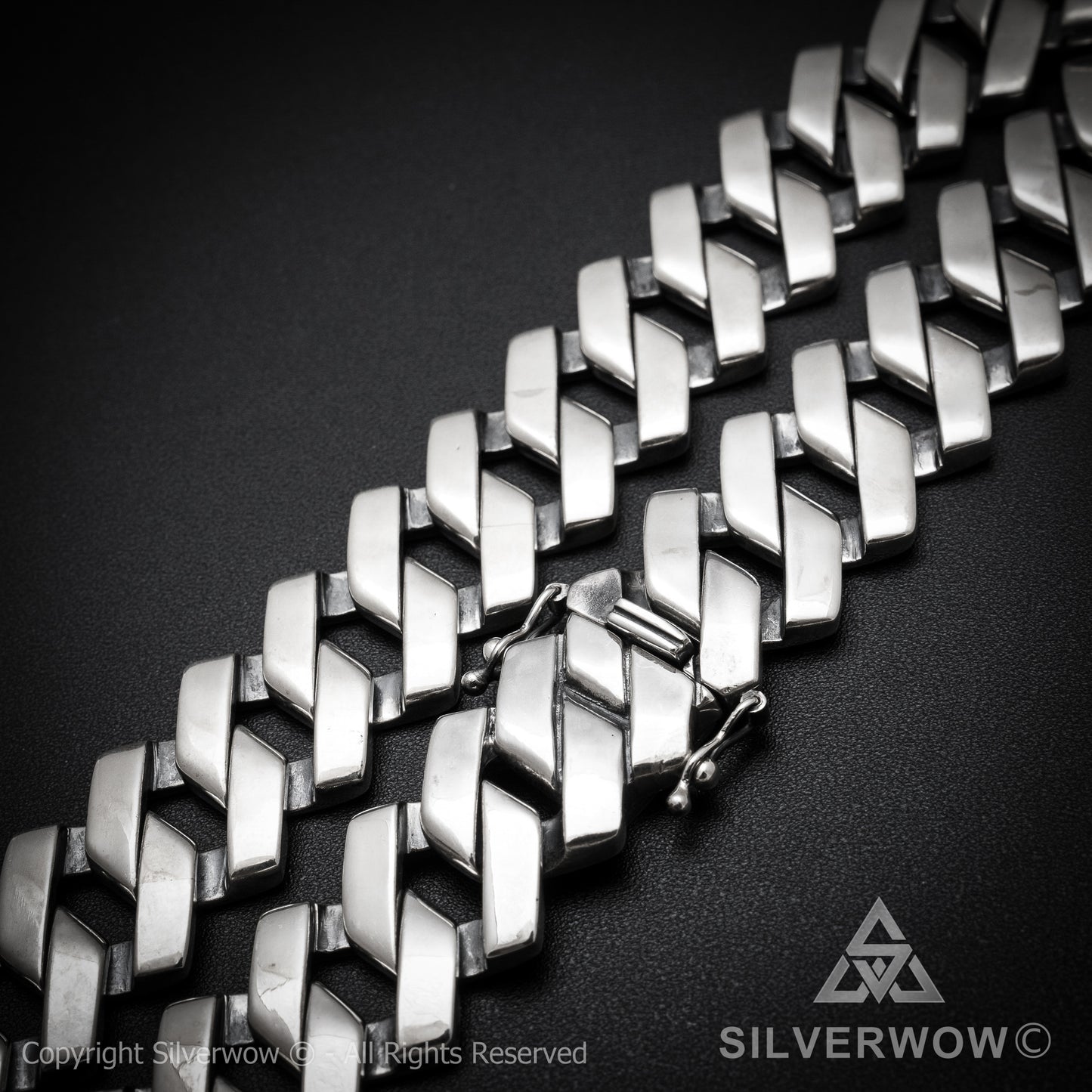 Zig Zag Curb Necklace - 15mm Wide - SilverWow™
