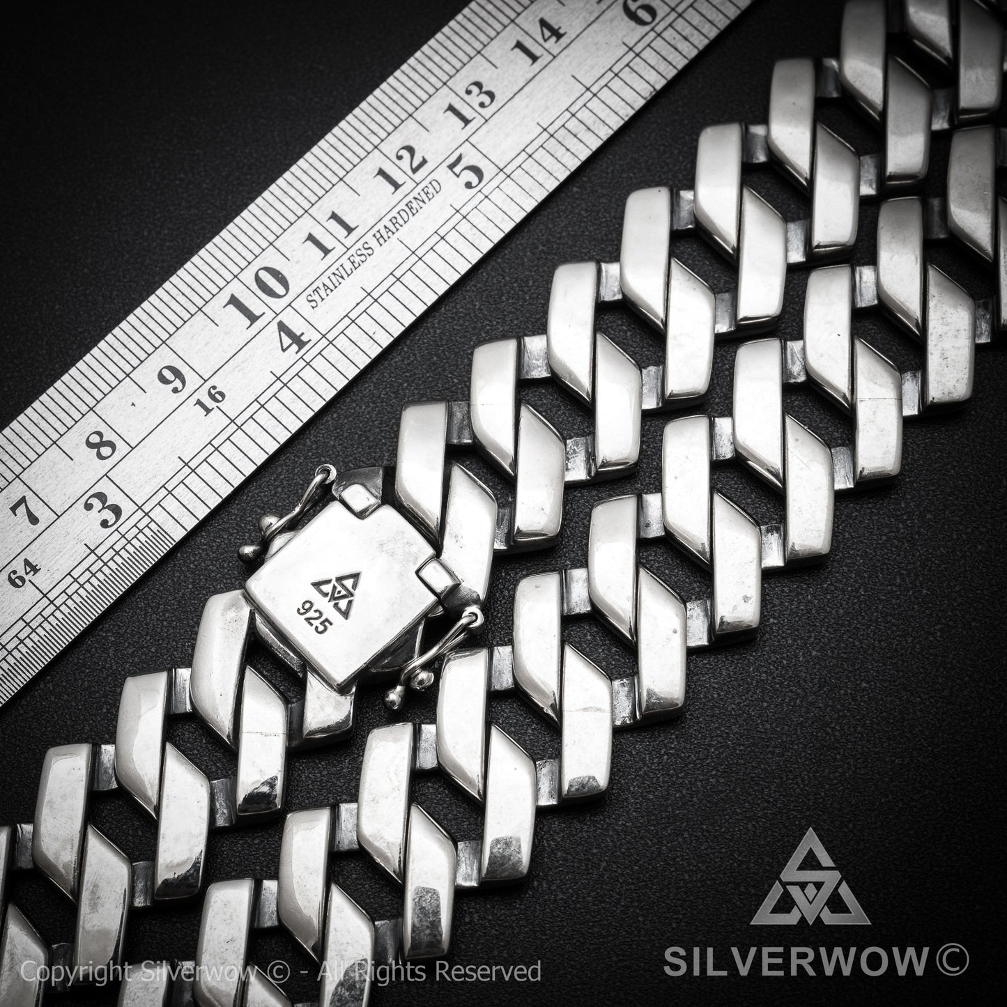 Zig Zag Curb Necklace - 15mm Wide - SilverWow™