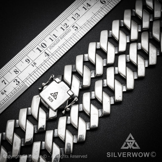 Zig Zag Curb Necklace - 15mm Wide - SilverWow™