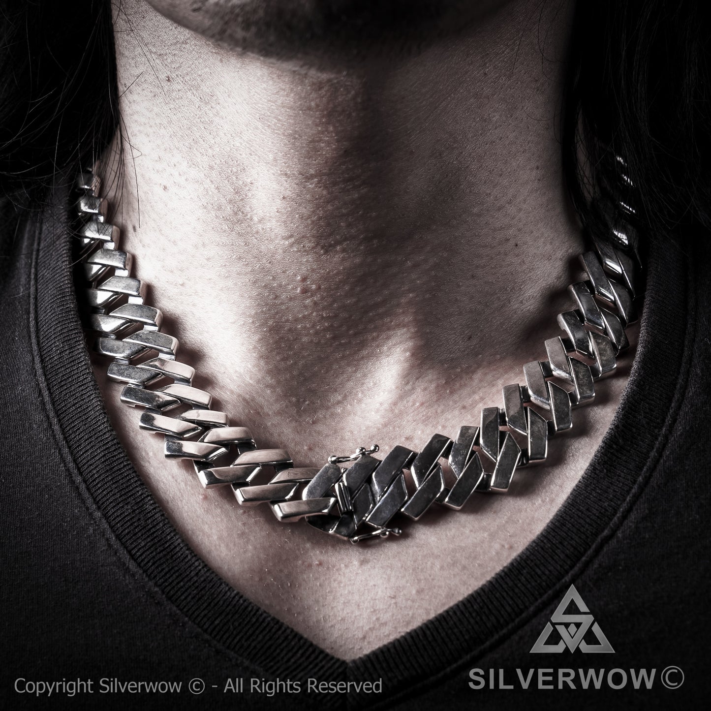 Zig Zag Curb Necklace - 15mm Wide - SilverWow™