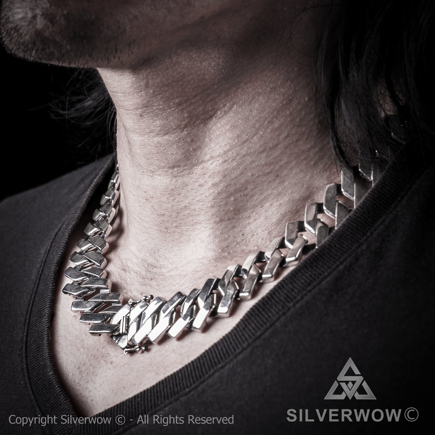 Zig Zag Curb Necklace - 15mm Wide - SilverWow™