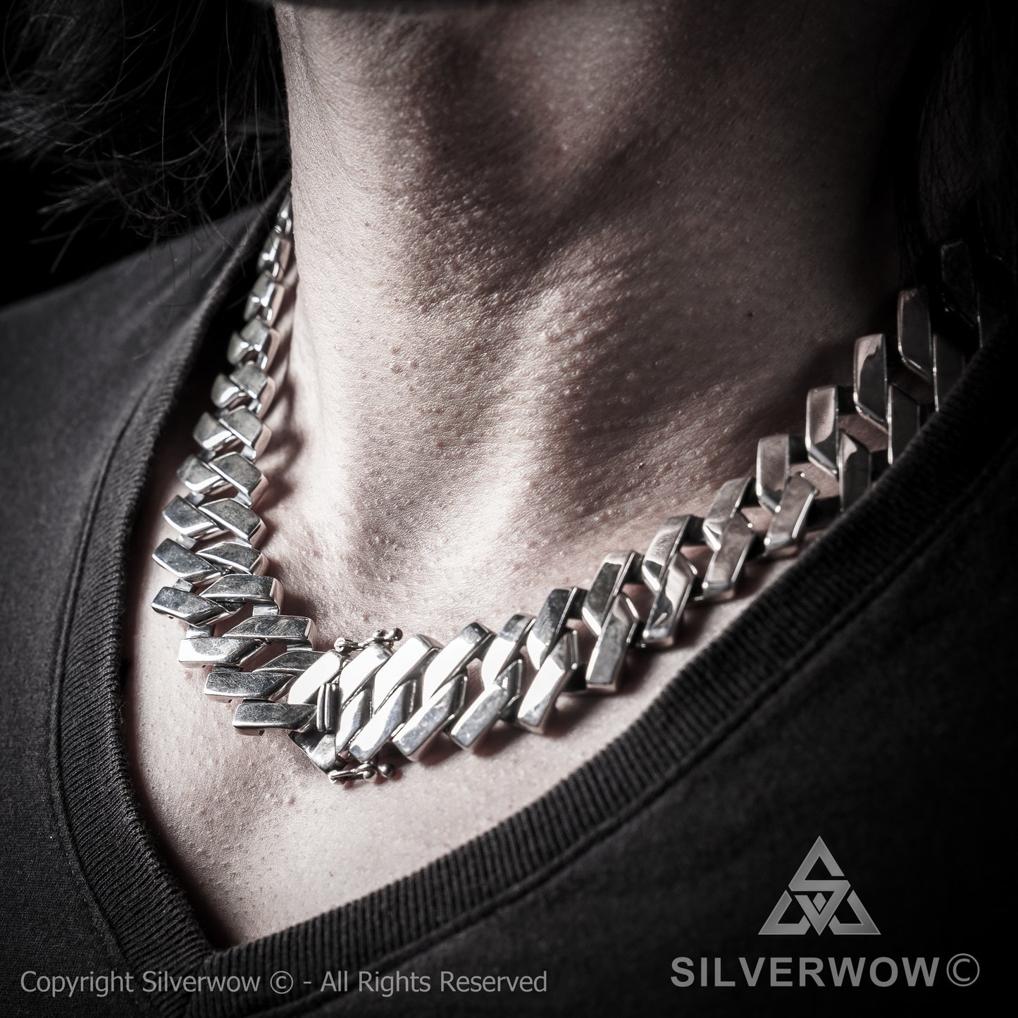Zig Zag Curb Necklace - 15mm Wide - SilverWow™