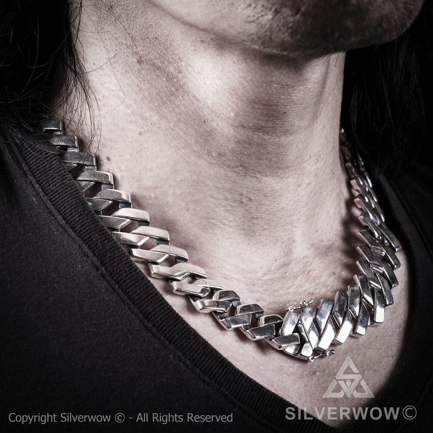 Zig Zag Curb Necklace - 15mm Wide - SilverWow™