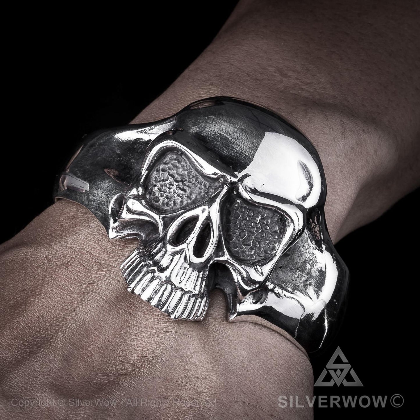 Big, Silver Skull Cuff Bangle