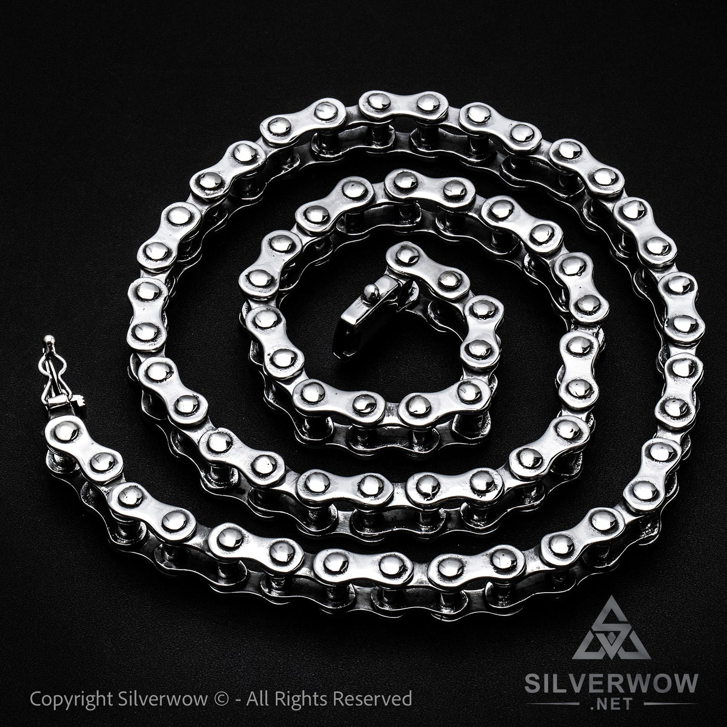 Silver Bike Chain Mens Necklace 15mm