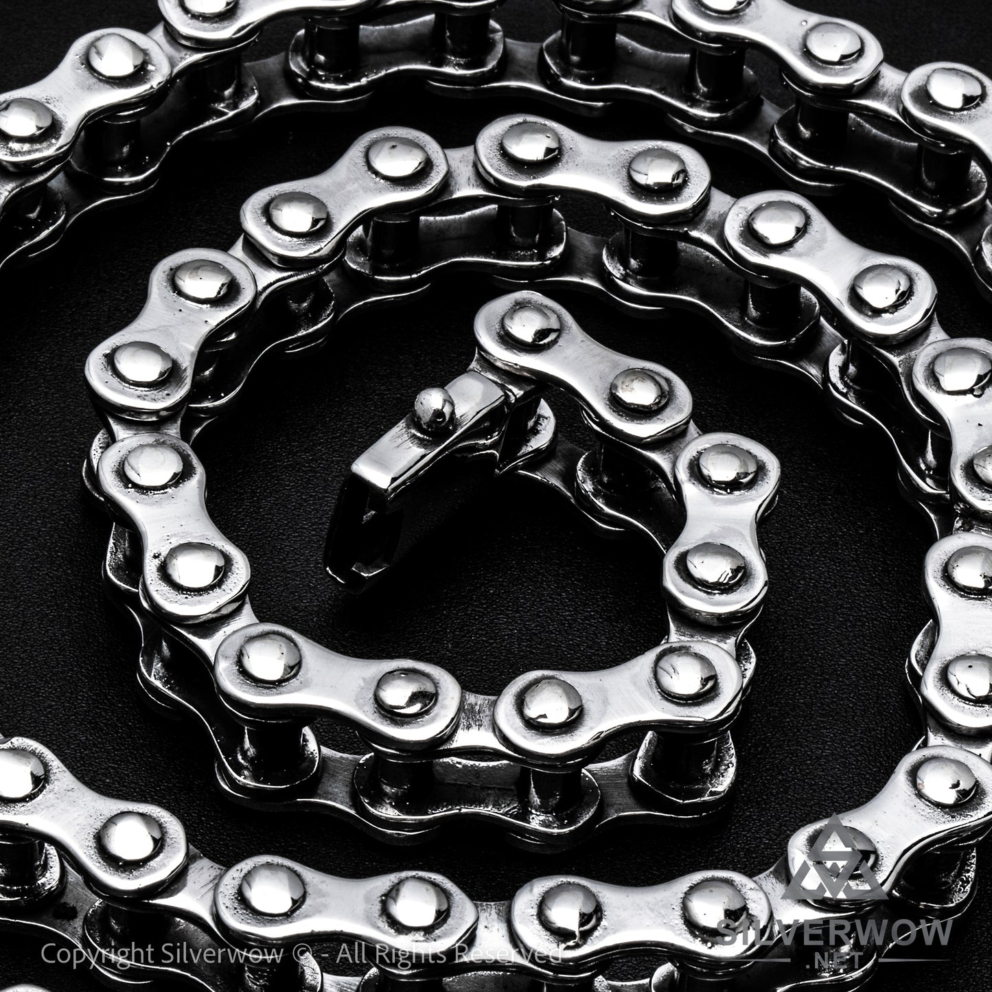 Silver Bike Chain Mens Necklace 15mm