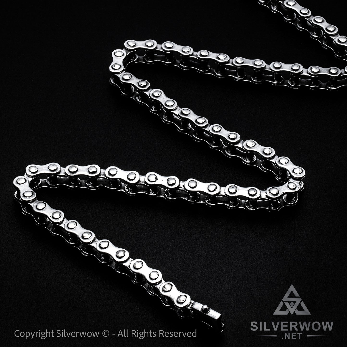 Silver Bike Chain Mens Necklace 15mm