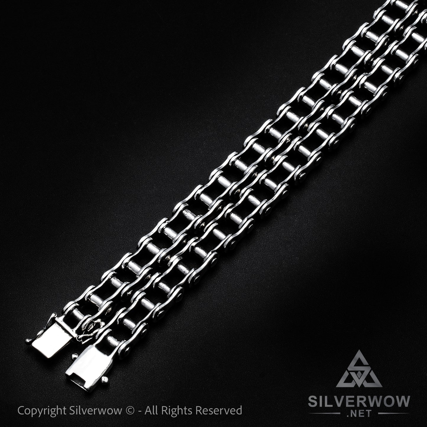 Silver Bike Chain Mens Necklace 15mm