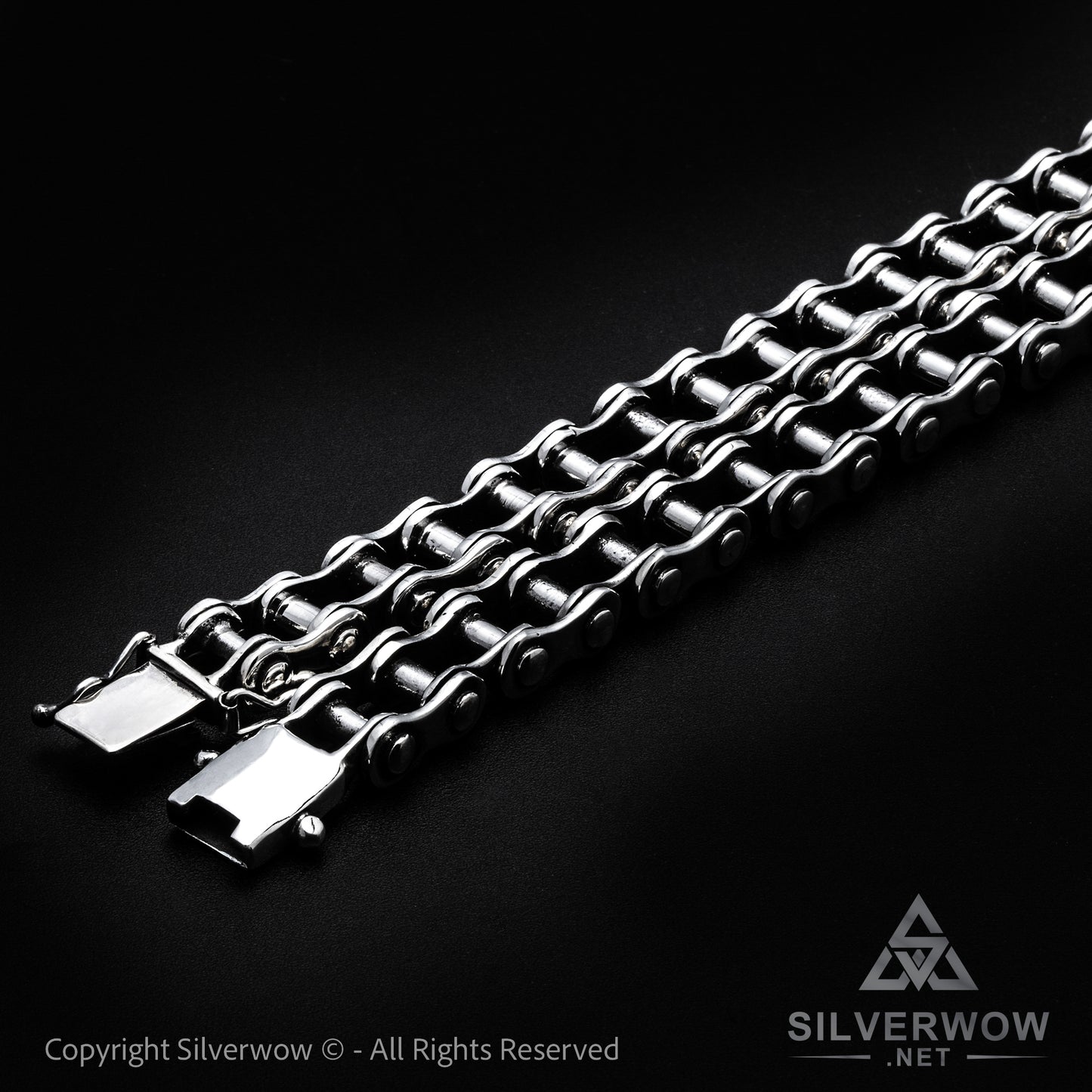 Silver Bike Chain Mens Necklace 15mm