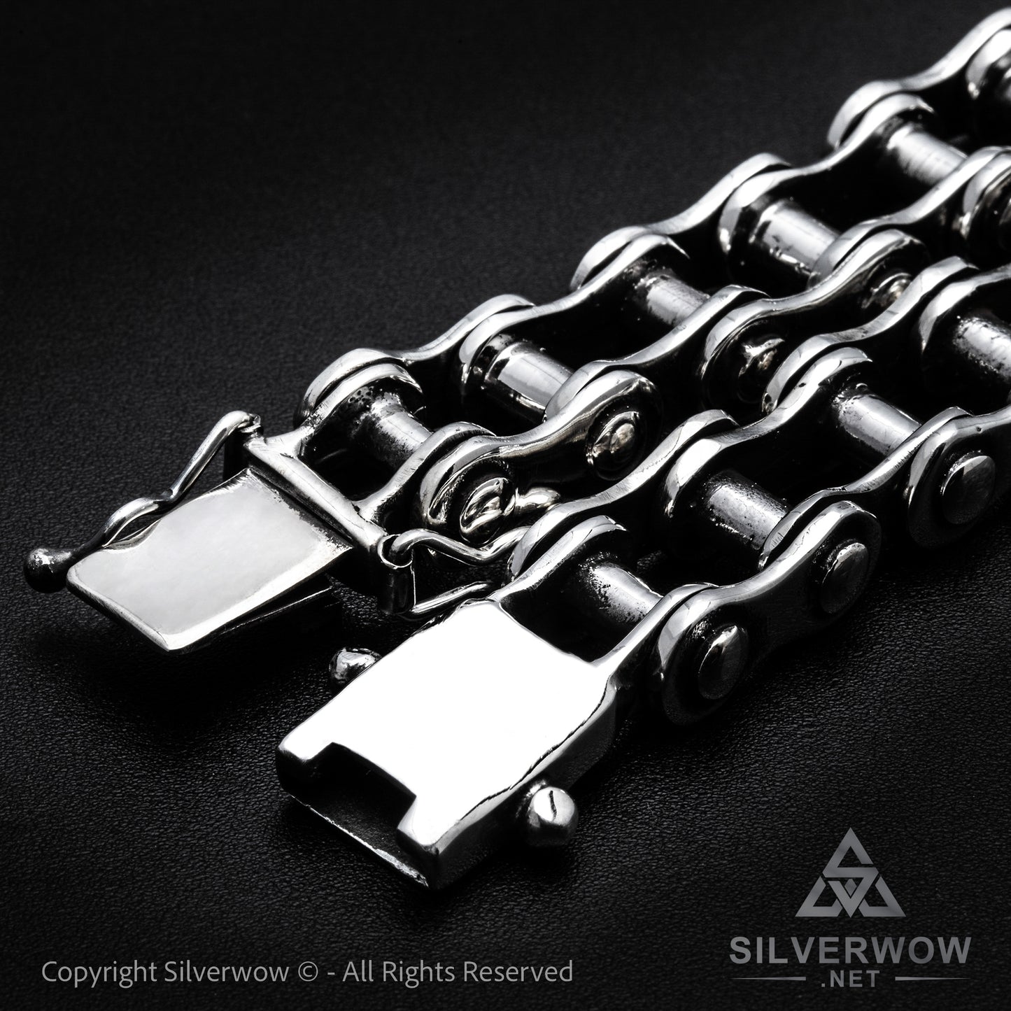 Silver Bike Chain Mens Necklace 15mm