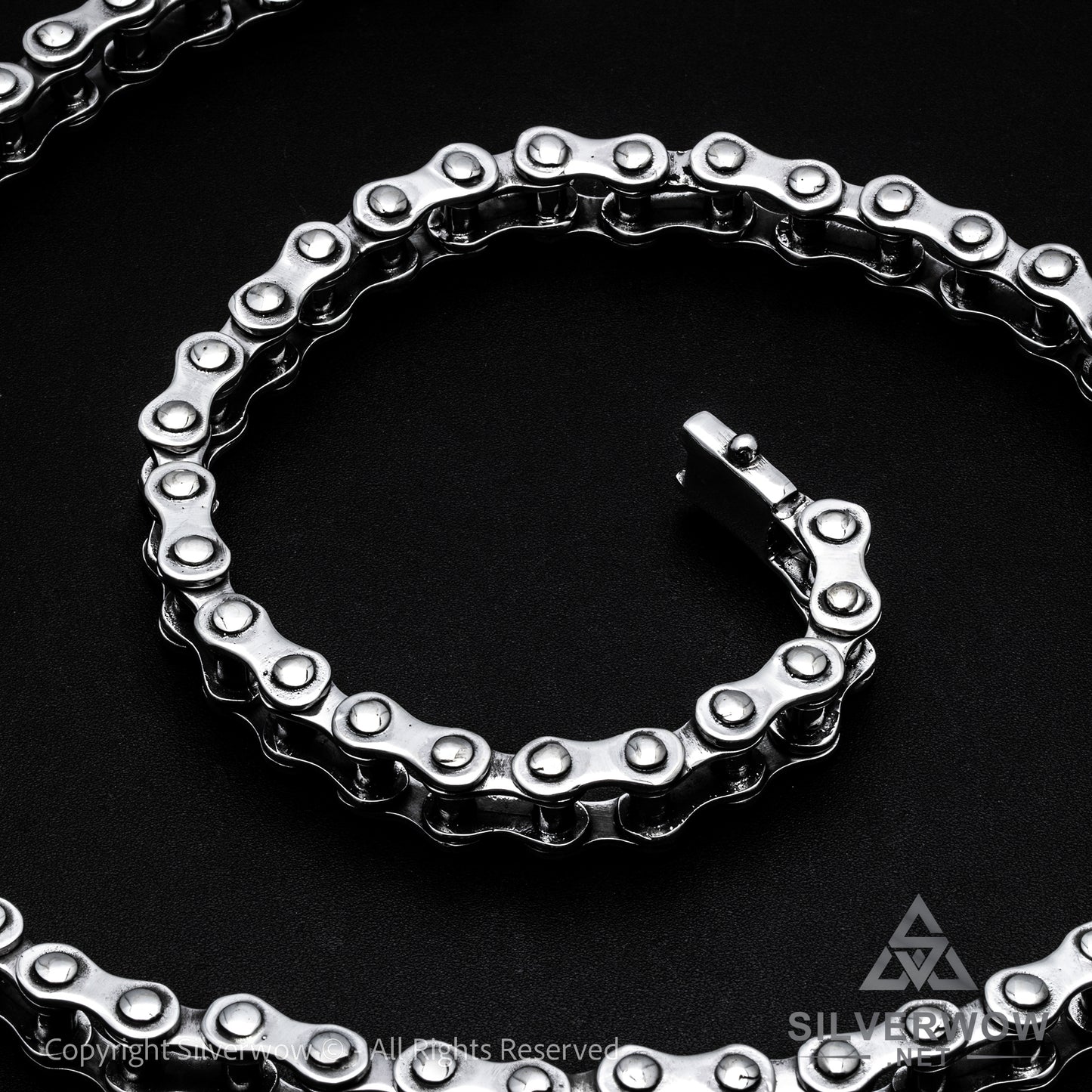 Silver Bike Chain Mens Necklace 15mm