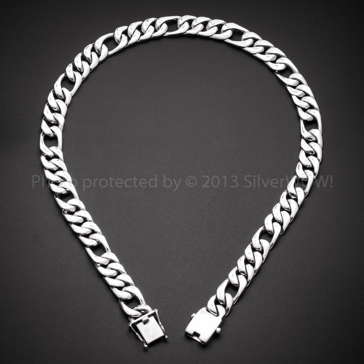 15mm Figaro Link Necklace Chain - SilverWow™