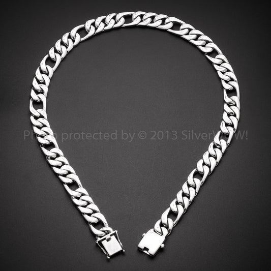 15mm Figaro Link Necklace Chain - SilverWow™