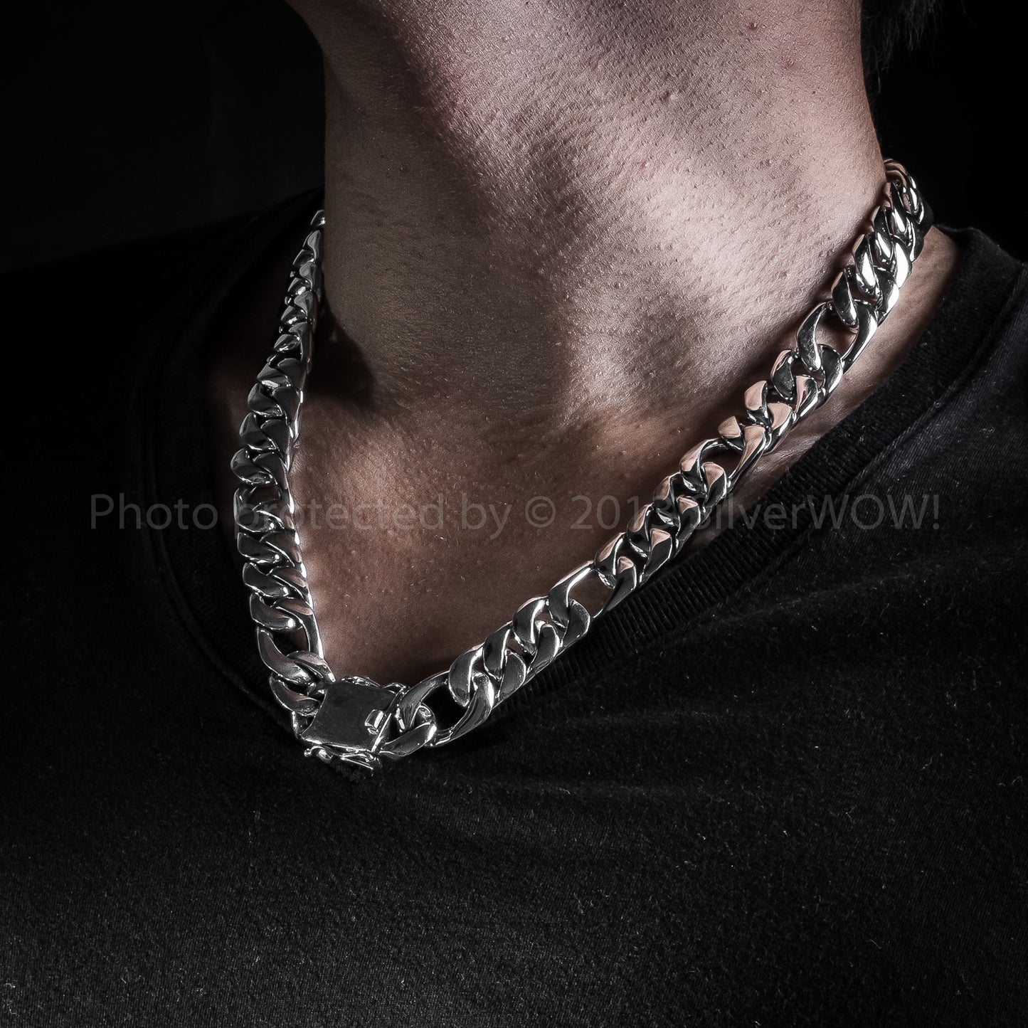 15mm Figaro Link Necklace Chain - SilverWow™