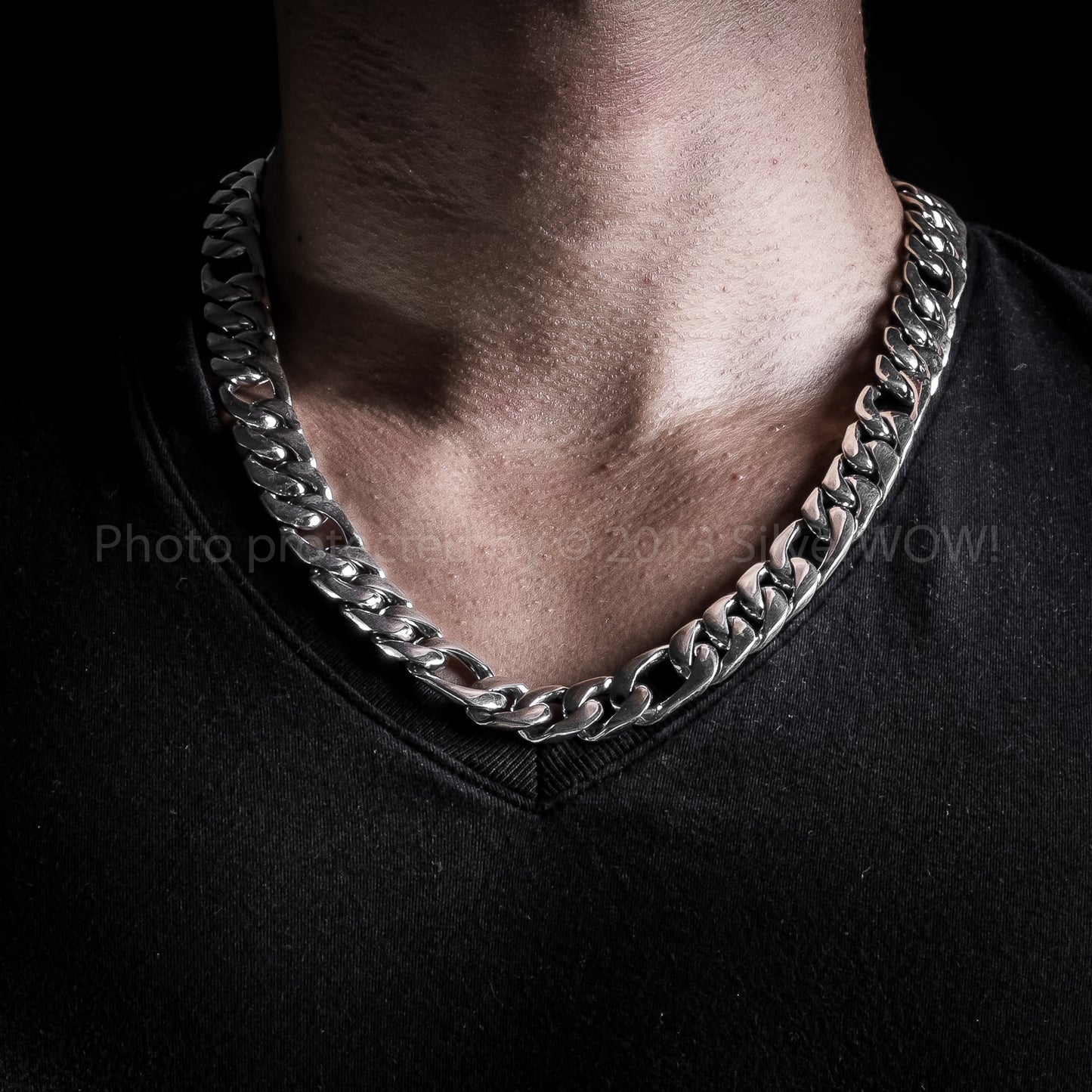 15mm Figaro Link Necklace Chain - SilverWow™
