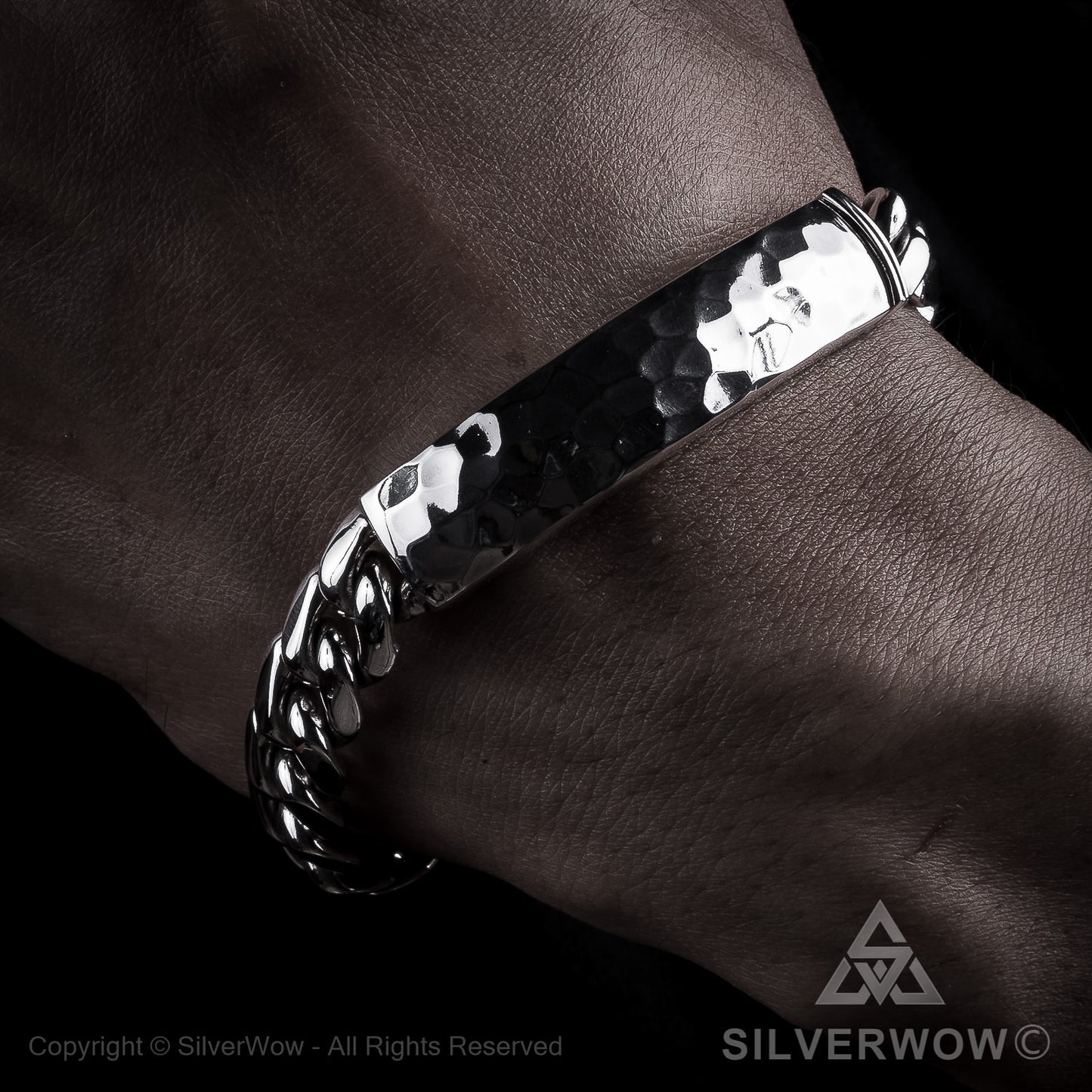 Mens Hammered ID Bracelet