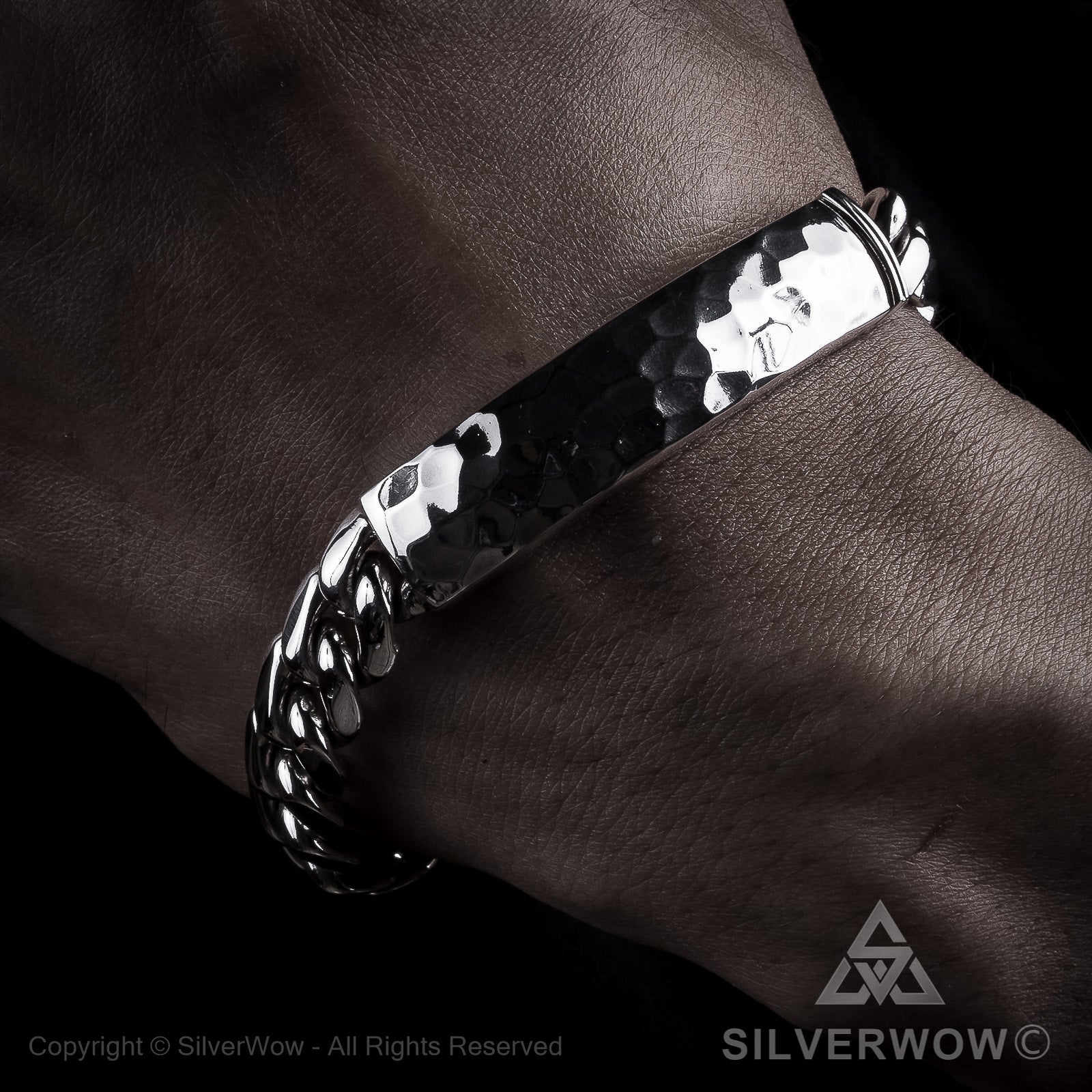 Mens Hammered ID Bracelet - SilverWow™