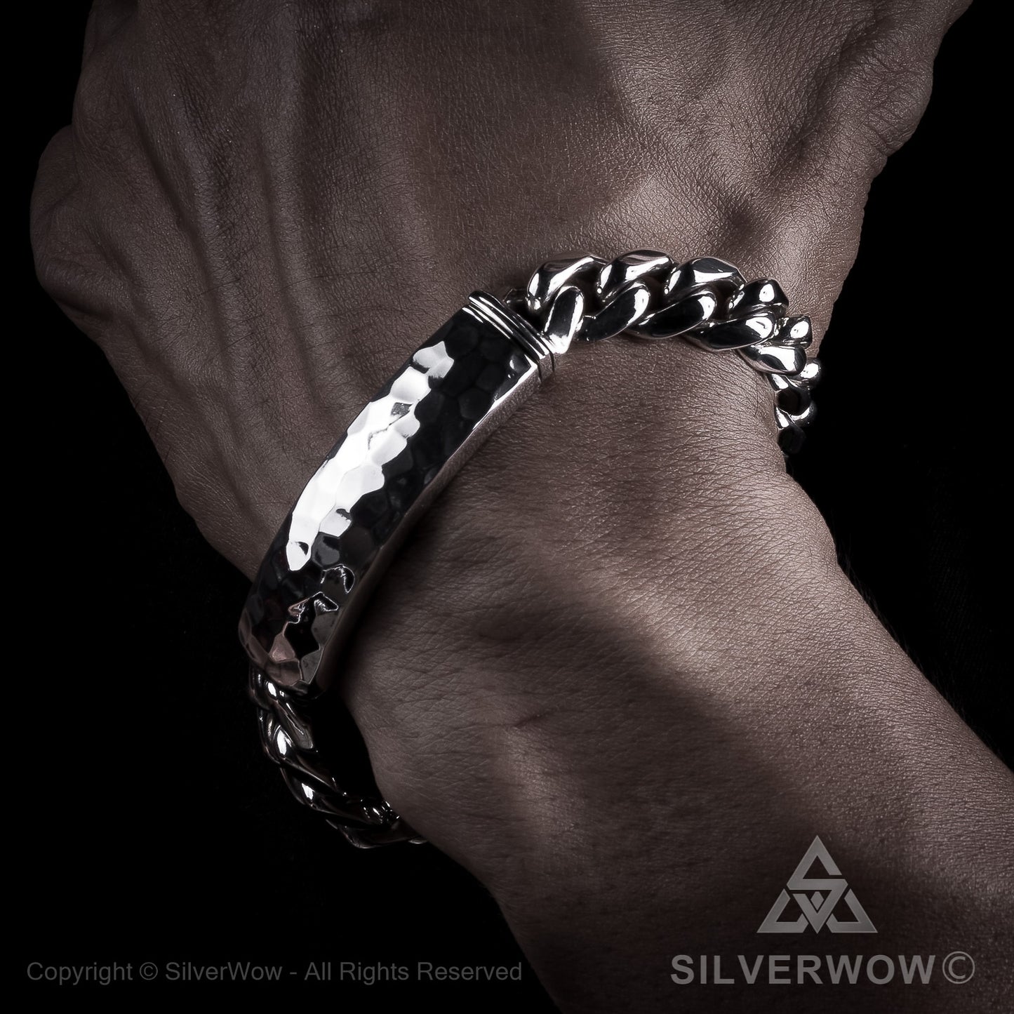 Mens Hammered ID Bracelet