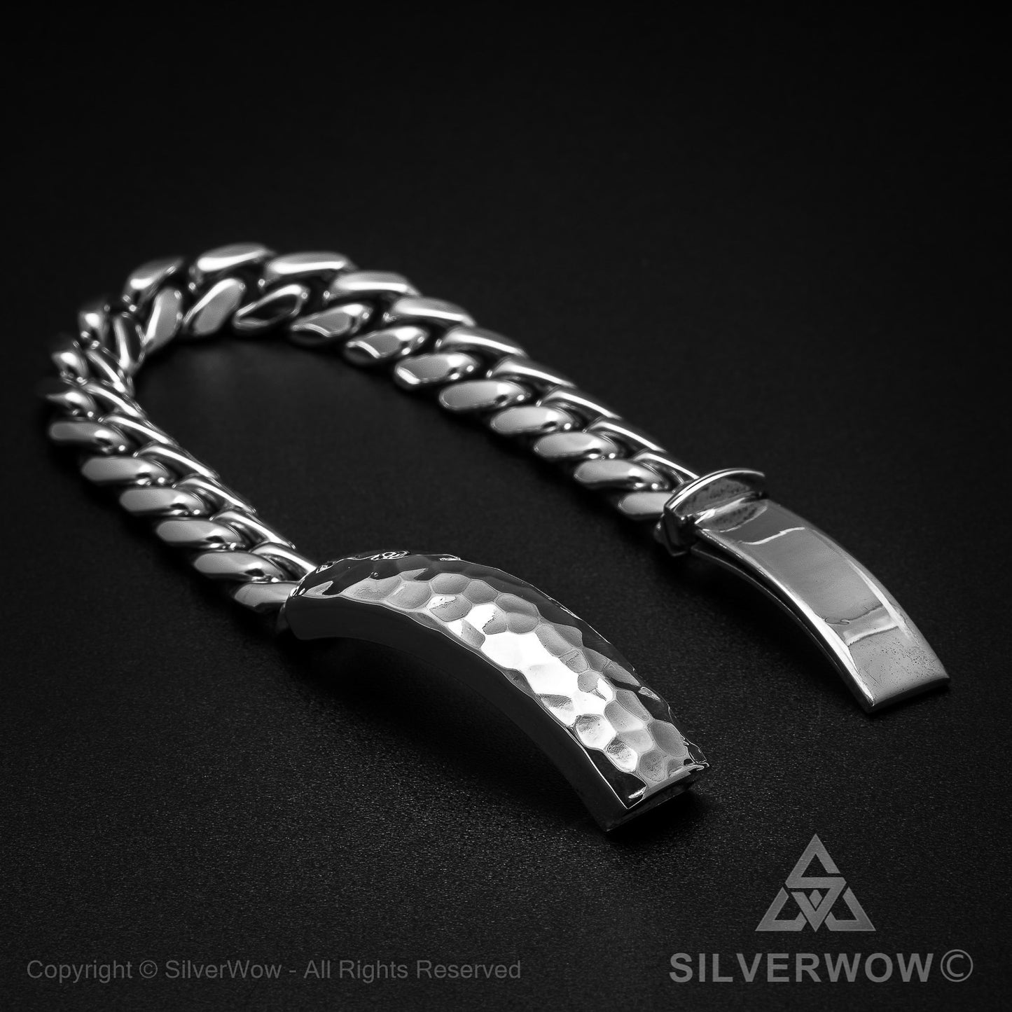 Mens Hammered ID Bracelet