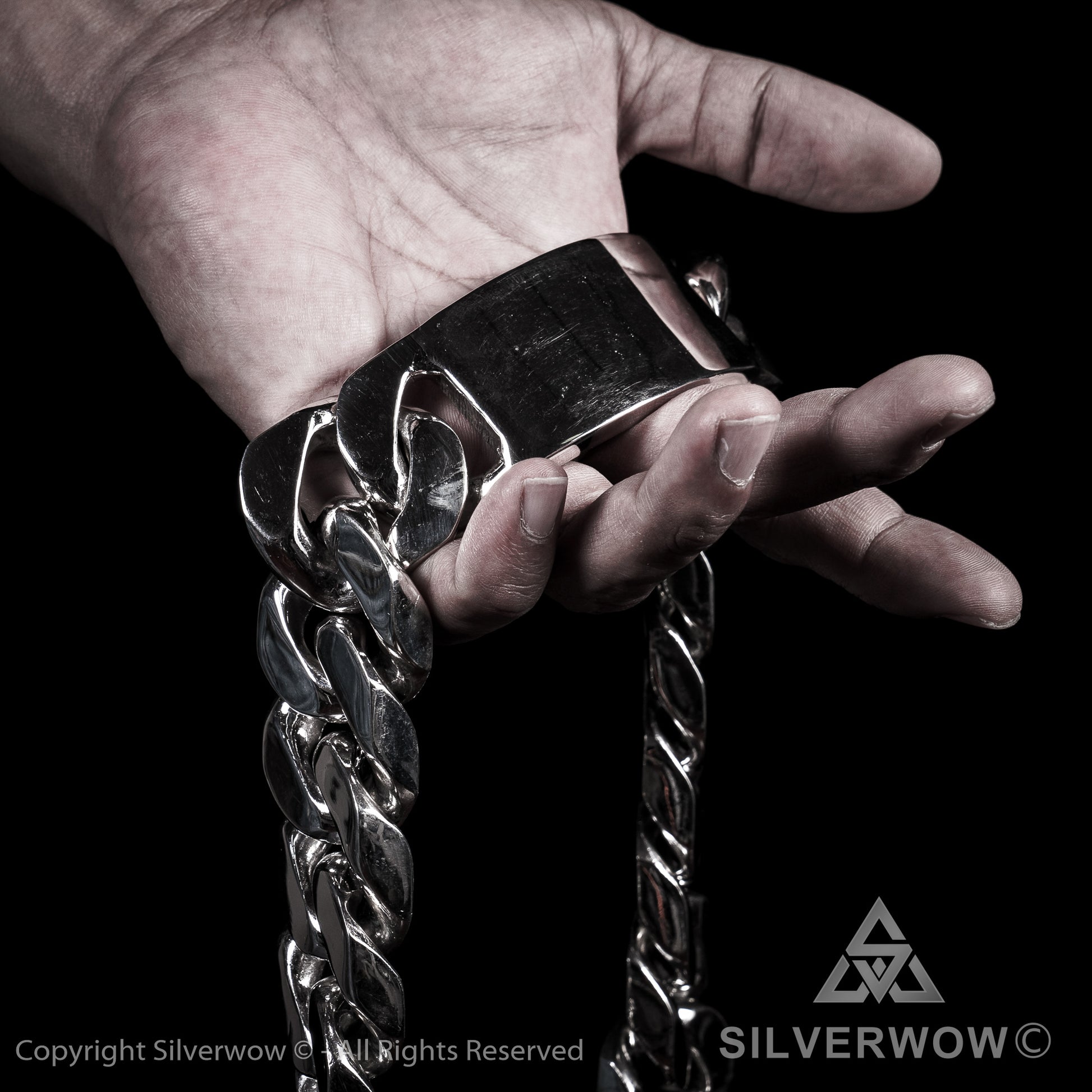 Huge 35mm ID, Name Plate  Chain - SilverWow™